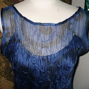 Komarov Petite L Princess dress blue sheer black